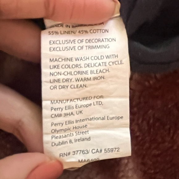 Perry Ellis | Men’s Linen Blend Navy Blue Front Open Shirt; Size XL (tall) NWT - Picture 11 of 15